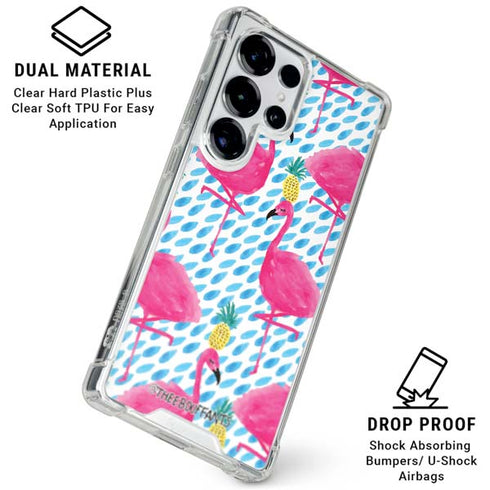 Bouffants and Broken Hearts Party Flamingos Galaxy S26 Ultra Clear Case