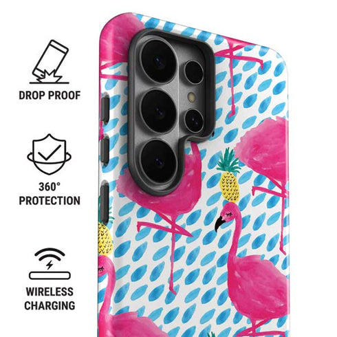 Bouffants and Broken Hearts Party Flamingos Galaxy S26 Ultra Impact Case
