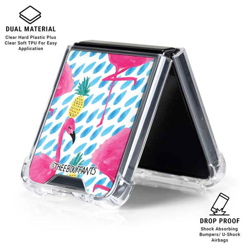 Bouffants and Broken Hearts Party Flamingos Galaxy Z Flip6 Clear Case