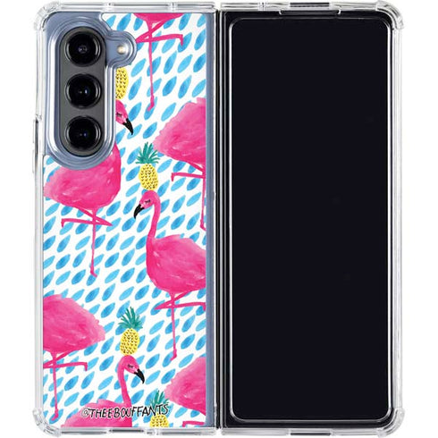 Bouffants and Broken Hearts Party Flamingos Galaxy Z Fold5 5G Clear Case