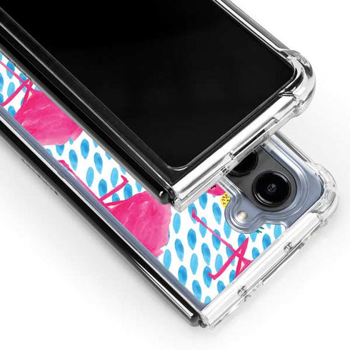 Bouffants and Broken Hearts Party Flamingos Galaxy Z Fold5 5G Clear Case