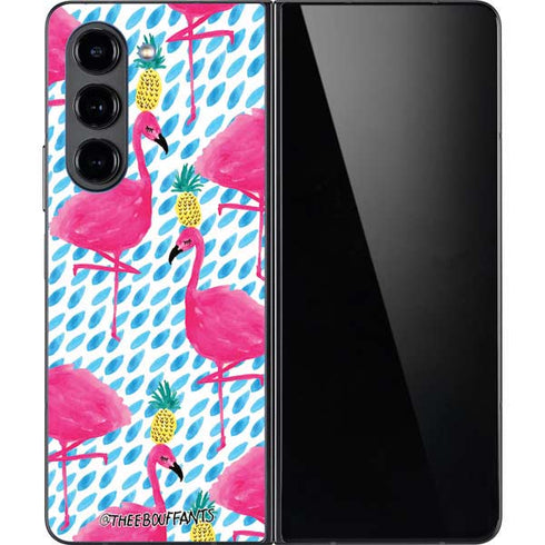 Bouffants and Broken Hearts Party Flamingos Galaxy Z Fold5 5G Skin