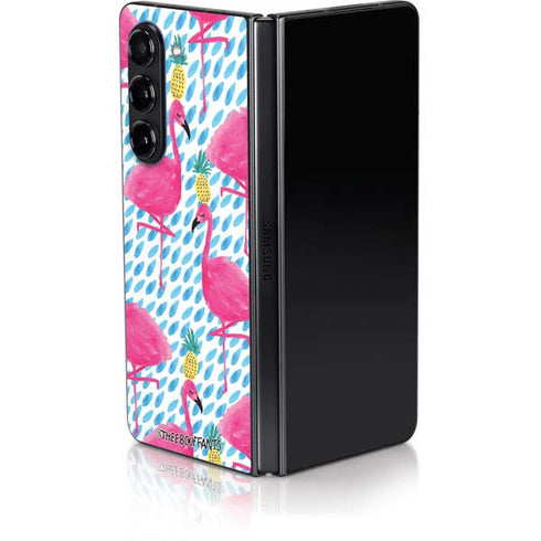 Bouffants and Broken Hearts Party Flamingos Galaxy Z Fold5 5G Skin