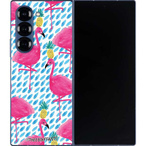 Bouffants and Broken Hearts Party Flamingos Galaxy Z Fold6 Skin