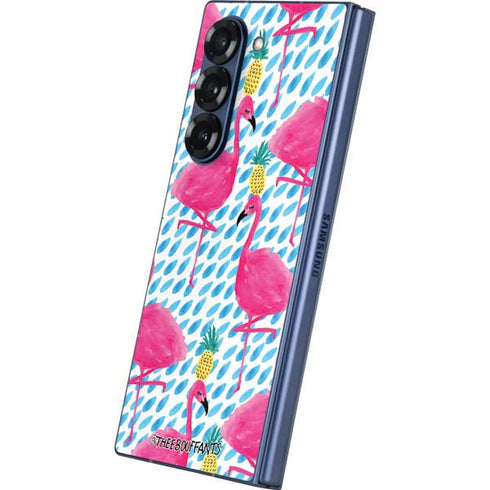 Bouffants and Broken Hearts Party Flamingos Galaxy Z Fold6 Skin