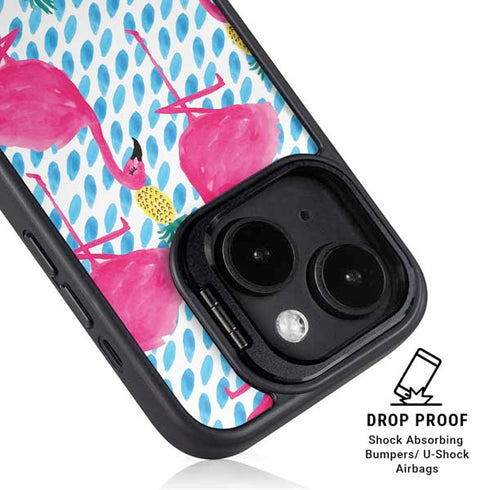 Bouffants and Broken Hearts Party Flamingos iPhone 14 Kickstand Case