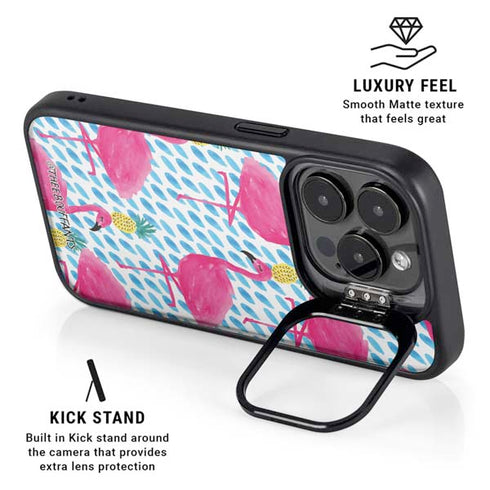 Bouffants and Broken Hearts Party Flamingos iPhone 14 Pro Max Kickstand Case