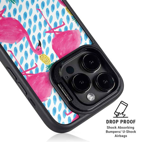 Bouffants and Broken Hearts Party Flamingos iPhone 14 Pro Max Kickstand Case