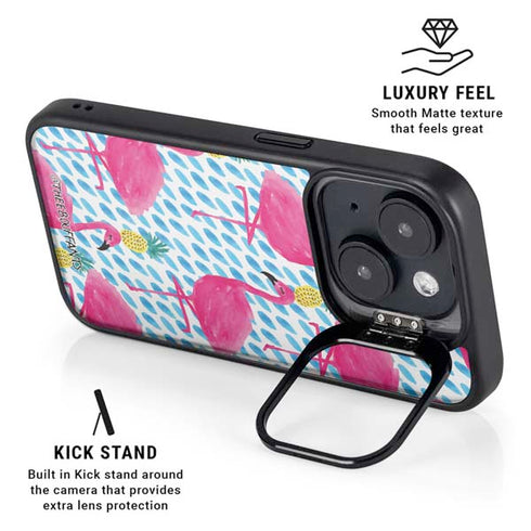 Bouffants and Broken Hearts Party Flamingos iPhone 15 Plus Kickstand Case