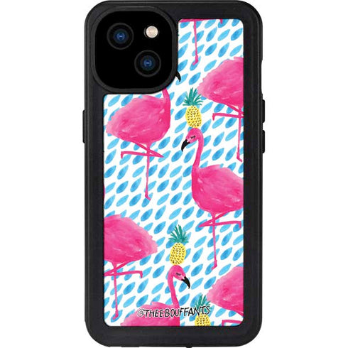 Bouffants and Broken Hearts Party Flamingos iPhone 15 Plus Waterproof Case