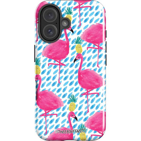 Bouffants and Broken Hearts Party Flamingos iPhone 16 Plus Impact Case
