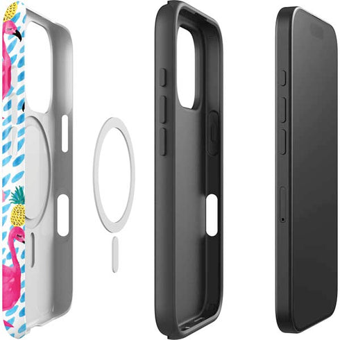 Bouffants and Broken Hearts Party Flamingos iPhone 16 Pro Magsafe Impact Case