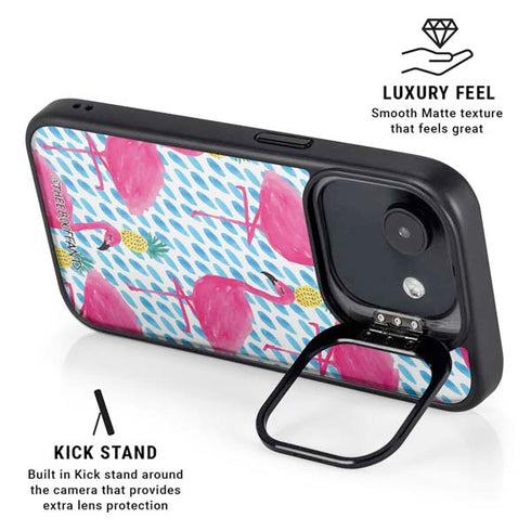 Bouffants and Broken Hearts Party Flamingos iPhone 16e Kickstand Case