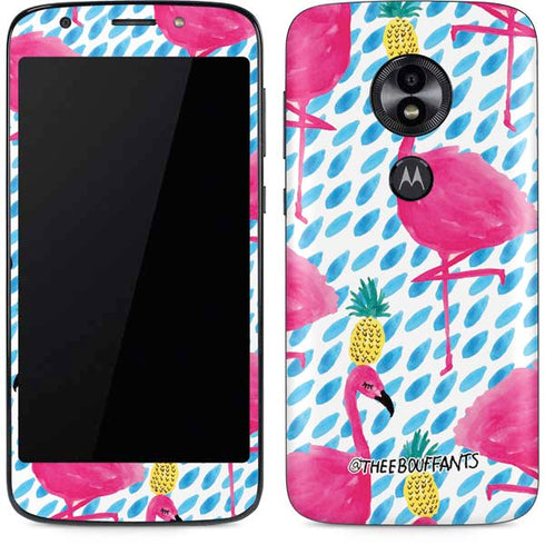 Bouffants and Broken Hearts Party Flamingos Moto E5 Play Skin