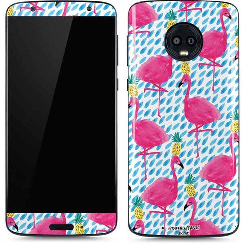 Bouffants and Broken Hearts Party Flamingos Moto G6 Skin