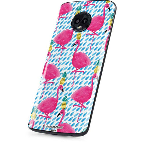 Bouffants and Broken Hearts Party Flamingos Moto G6 Skin