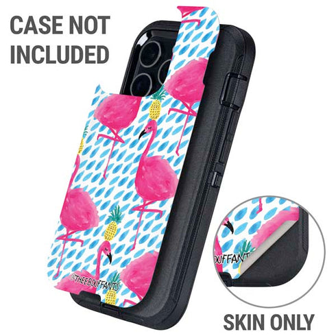 Bouffants and Broken Hearts Party Flamingos Otterbox Defender iPhone Skin