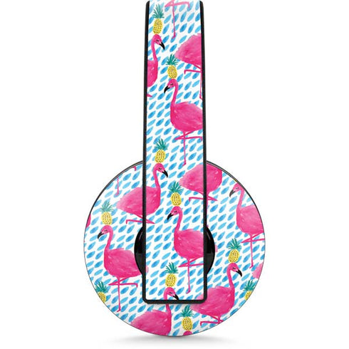 Bouffants and Broken Hearts Party Flamingos PlayStation 4 Gold Wireless Headset Skin