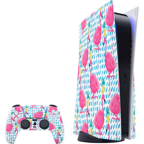 Bouffants and Broken Hearts Party Flamingos PlayStation PS5 Skins