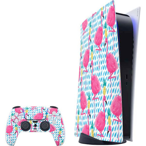 Bouffants and Broken Hearts Party Flamingos PlayStation PS5 Skins