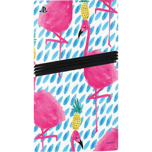 Bouffants and Broken Hearts Party Flamingos PS5 Pro Console Skin