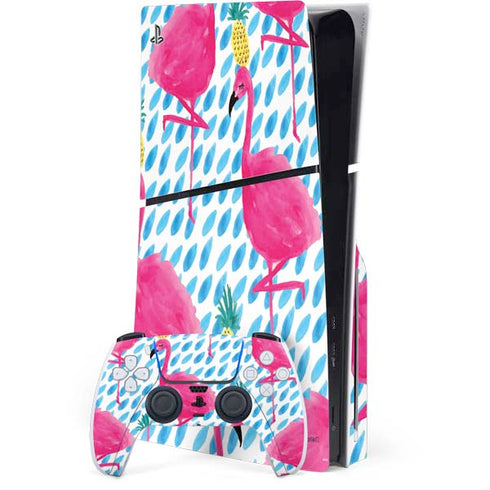 Bouffants and Broken Hearts Party Flamingos PlayStation PS5 Skins