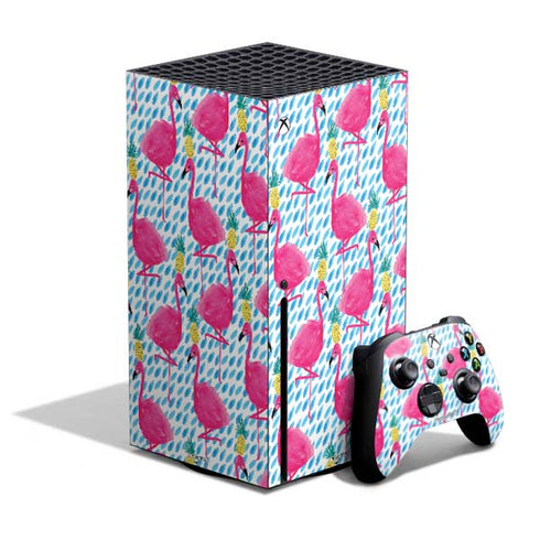 Bouffants and Broken Hearts Party Flamingos Xbox Series X Skins