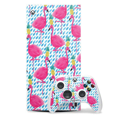 Bouffants and Broken Hearts Party Flamingos Xbox Series X Skins