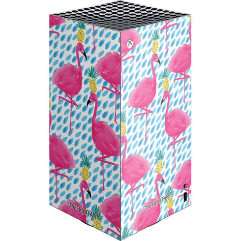 Bouffants and Broken Hearts Party Flamingos XBox Series X Digital Edition Console Skin