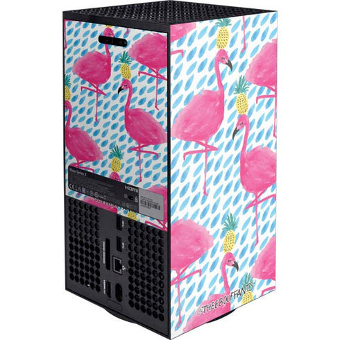Bouffants and Broken Hearts Party Flamingos XBox Series X Digital Edition Console Skin