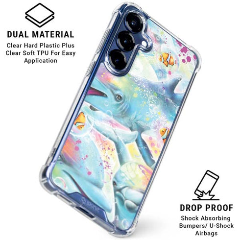 Pastel Dolphins by Sheena Pike Galaxy S25 Plus Clear Case