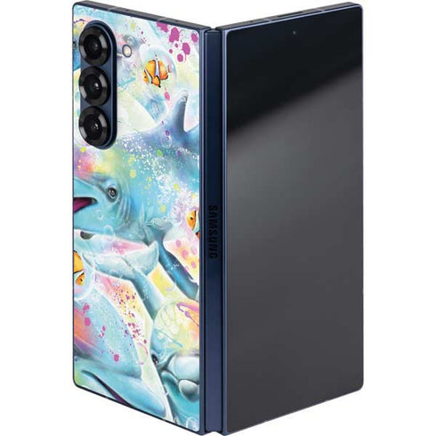 Pastel Dolphins by Sheena Pike Galaxy Z Fold6 Skin