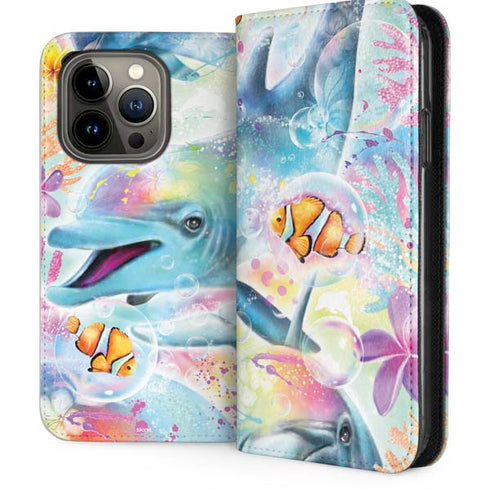 Pastel Dolphins by Sheena Pike iPhone 13 Pro Folio Case