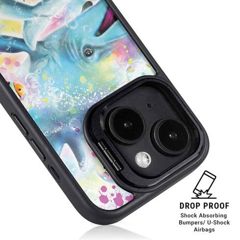 Pastel Dolphins by Sheena Pike iPhone 14 Plus Kickstand Case