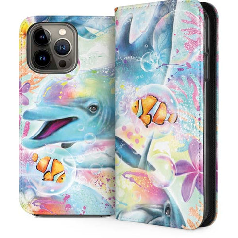 Pastel Dolphins by Sheena Pike iPhone 14 Pro Max Folio Case