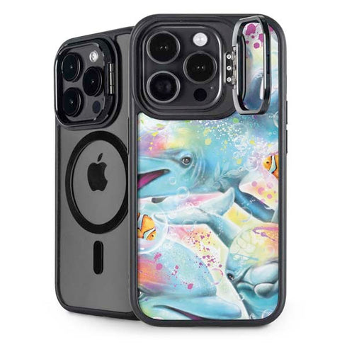Pastel Dolphins by Sheena Pike iPhone 14 Pro Max Kickstand Case