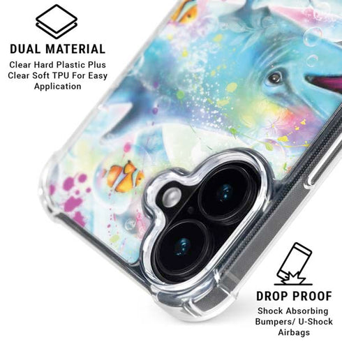 Pastel Dolphins by Sheena Pike iPhone 16 Plus Clear Case