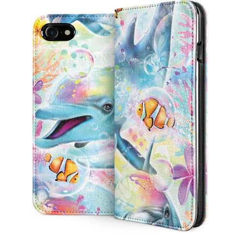 Pastel Dolphins by Sheena Pike iPhone SE (2nd & 3rd Gen) Folio Case