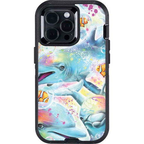 Pastel Dolphins by Sheena Pike Otterbox Defender iPhone Skin