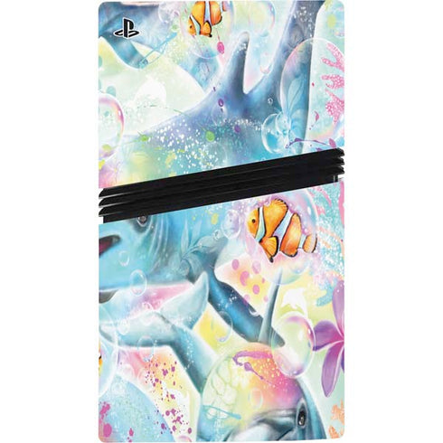 Pastel Dolphins by Sheena Pike PS5 Pro Disk Bundle Skin