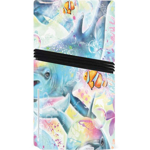 Pastel Dolphins by Sheena Pike PS5 Pro Disk Console Skin