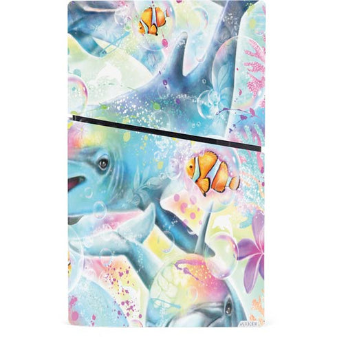 Pastel Dolphins by Sheena Pike PS5 Slim Digital Edition Console Skin