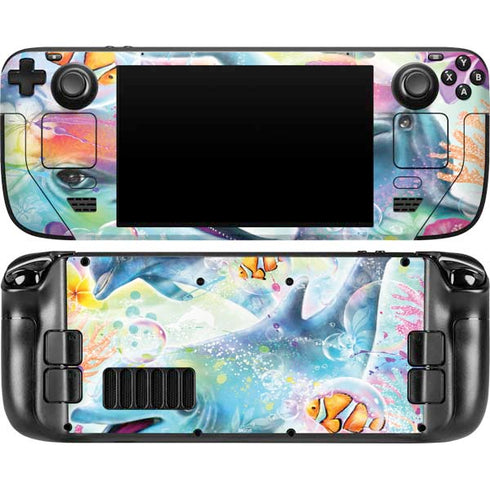 Pastel Dolphins by Sheena Pike Steam Deck Handheld Gaming Computer OLED Skin