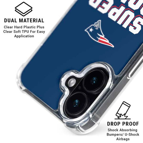 NFL Patriots Super Bowl LIII Champions iPhone 16 Clear Case