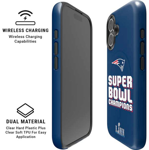 NFL Patriots Super Bowl LIII Champions iPhone 16 Plus Magsafe Impact Case