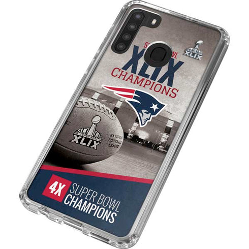 NFL Patriots Super Bowl XLIX Champs Galaxy A21 Clear Case