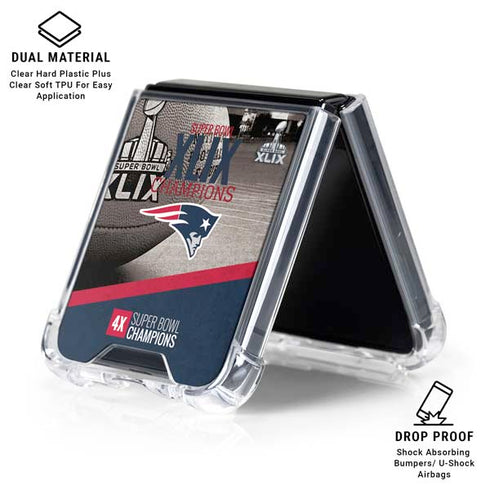 NFL Patriots Super Bowl XLIX Champs Galaxy Z Flip6 Clear Case
