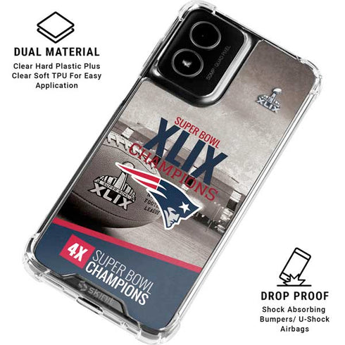 NFL Patriots Super Bowl XLIX Champs Moto G Power 5G (2024) Clear Case