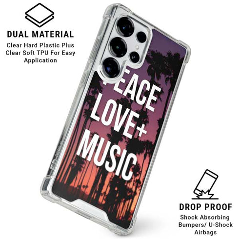 Peace Love And Music Galaxy S25 Ultra Clear Case