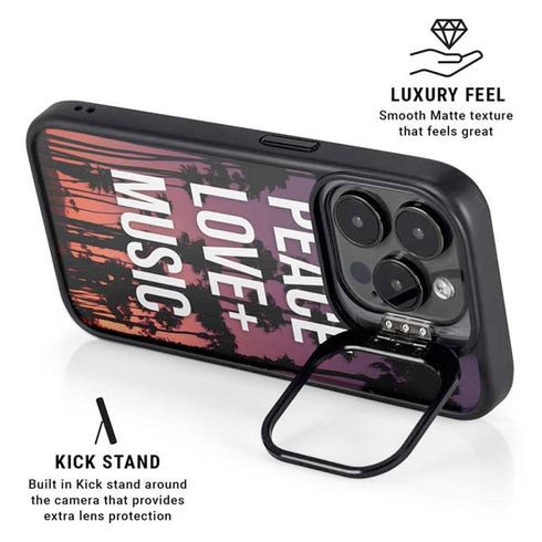 Peace Love And Music iPhone 13 Pro Kickstand Case